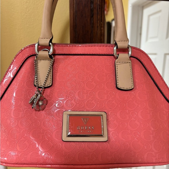 Guess Pink Satchel with Beige Handles - Picture 2 of 9